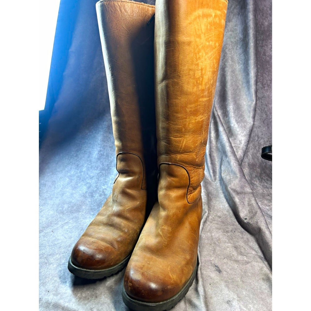 UGG Australia Women's 9.5 Brown Leather Tall Riding Boots Shearling Lined